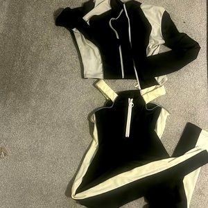 Black and cream reflective sexy jogging suit size large